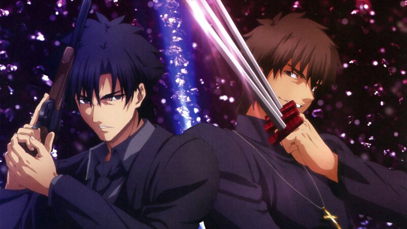 Two Men with Weapons — Purple, Dramatic