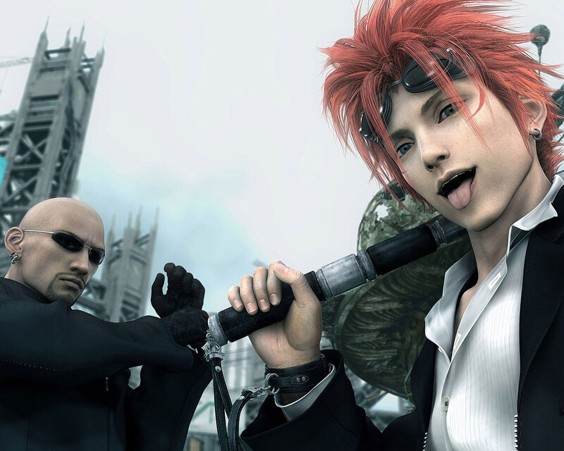 Two Men with Weapons — Red, Confident