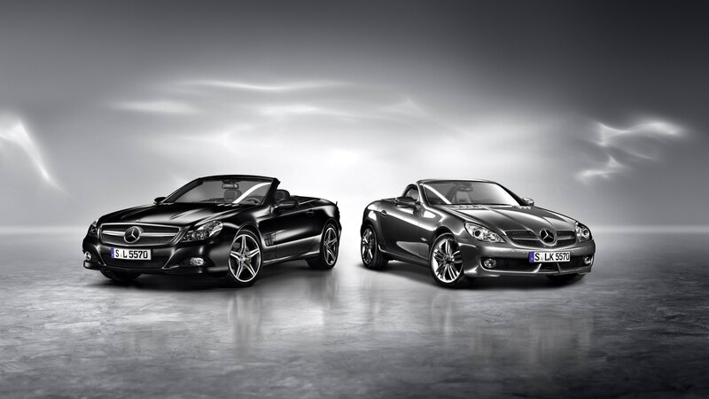 Two Mercedes-Benz SLK Cars — Black, Dramatic