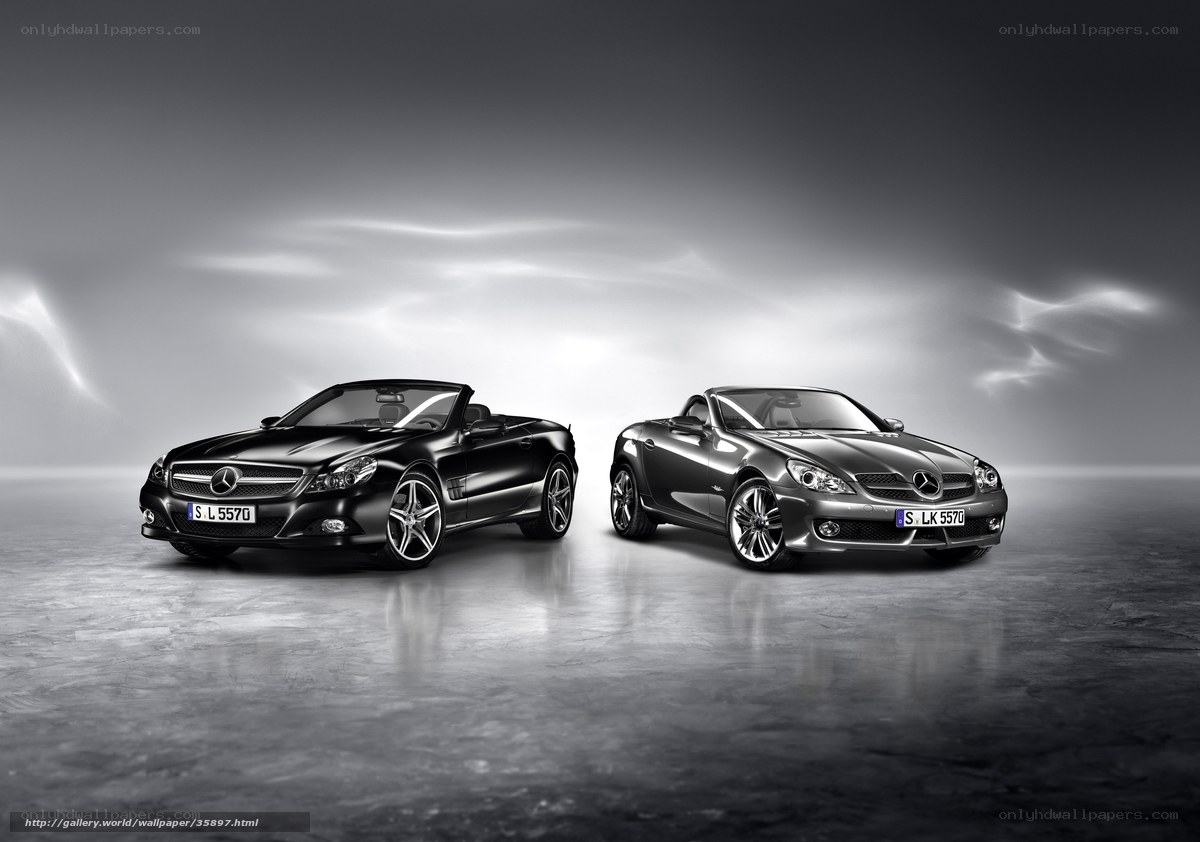 Two Mercedes-Benz SLK cars