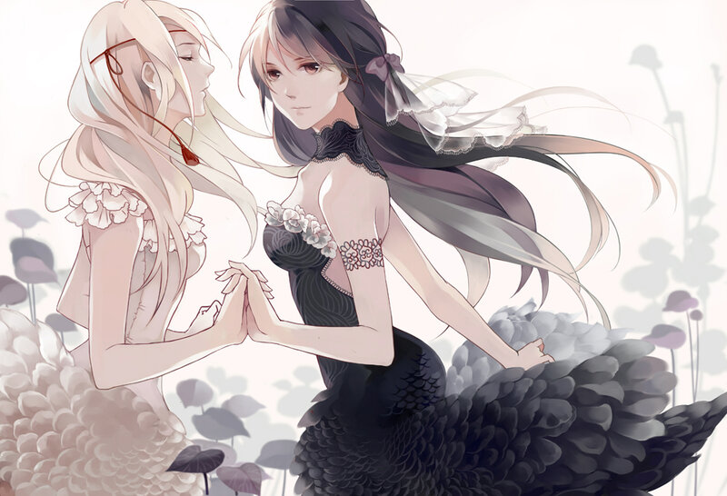 Two Mermaids Holding Hands — Black