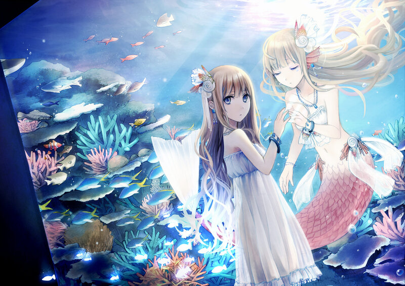Two Mermaids Underwater