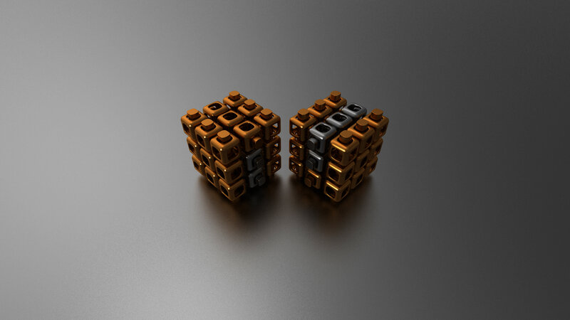Two Metallic Cubes — Brown