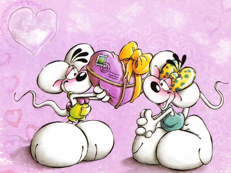 Two mice sharing a gift