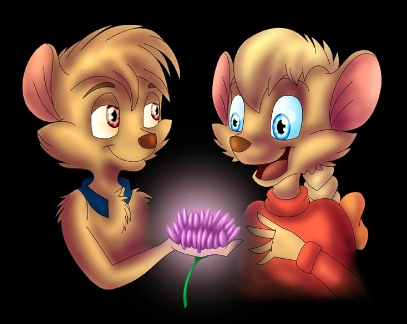Two Mice with Flower