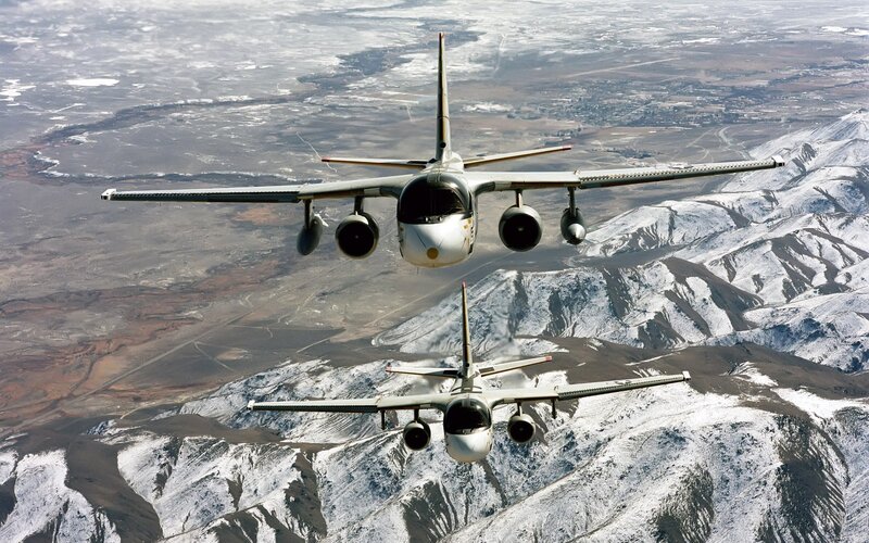 Two Military Aircraft — Gray, Dramatic, Winter, Photograph