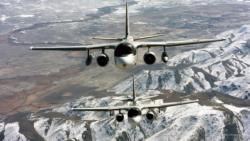 Two Military Aircraft — Gray, Dramatic, Winter