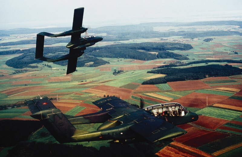 Two military aircraft in flight