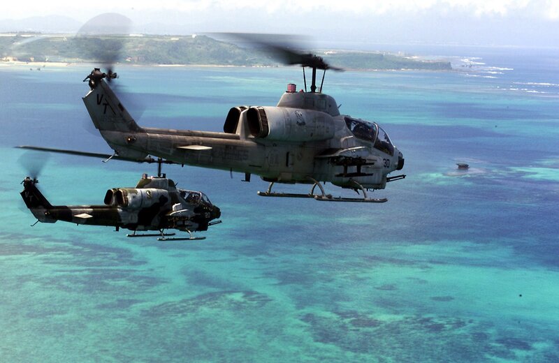 Two Military Helicopters — Blue