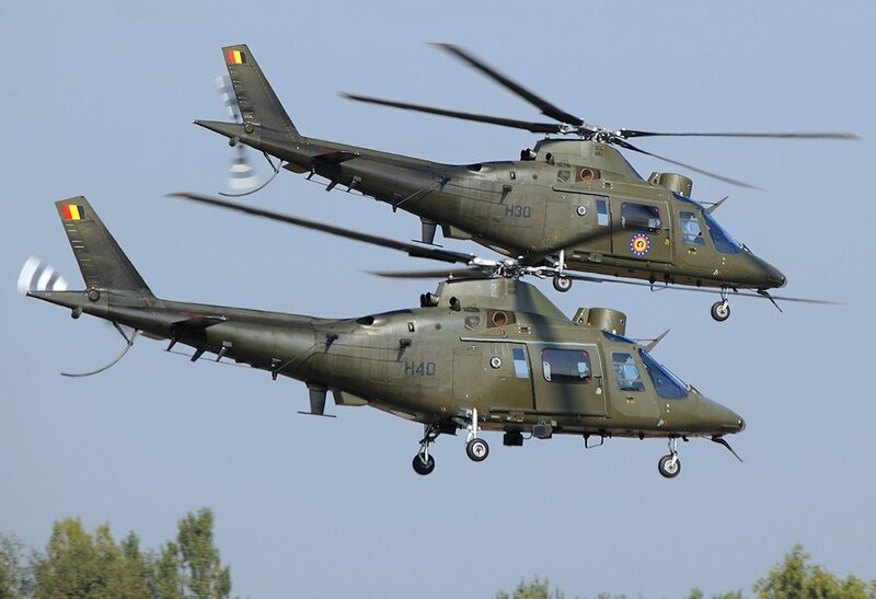 Two Military Helicopters — Green, Calm