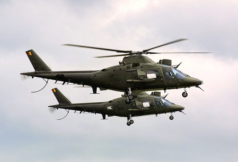 Two Military Helicopters — Green, Dramatic, Photograph