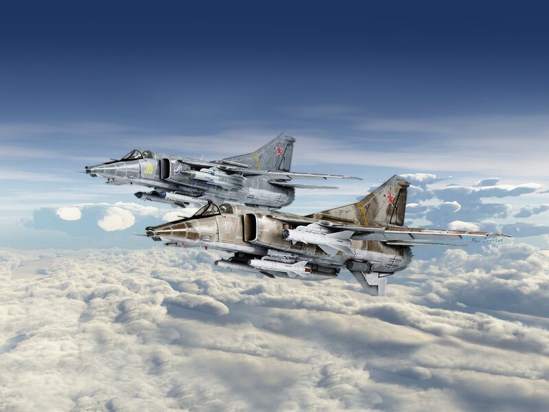 Two Military Jets — Blue, Dramatic
