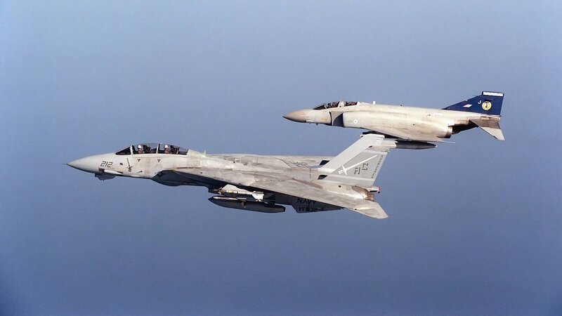 Two military jets in flight