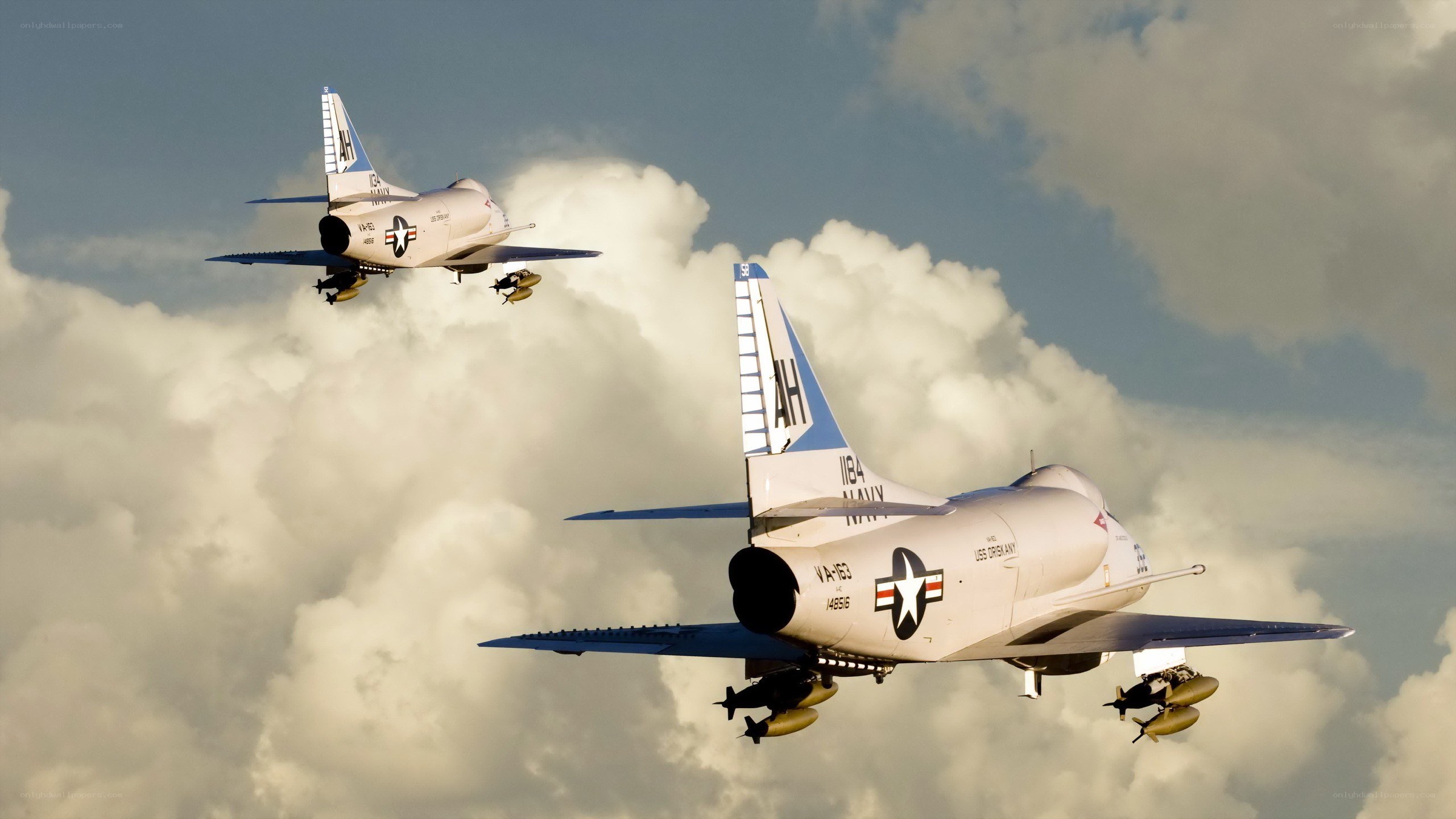 Two military jets in flight