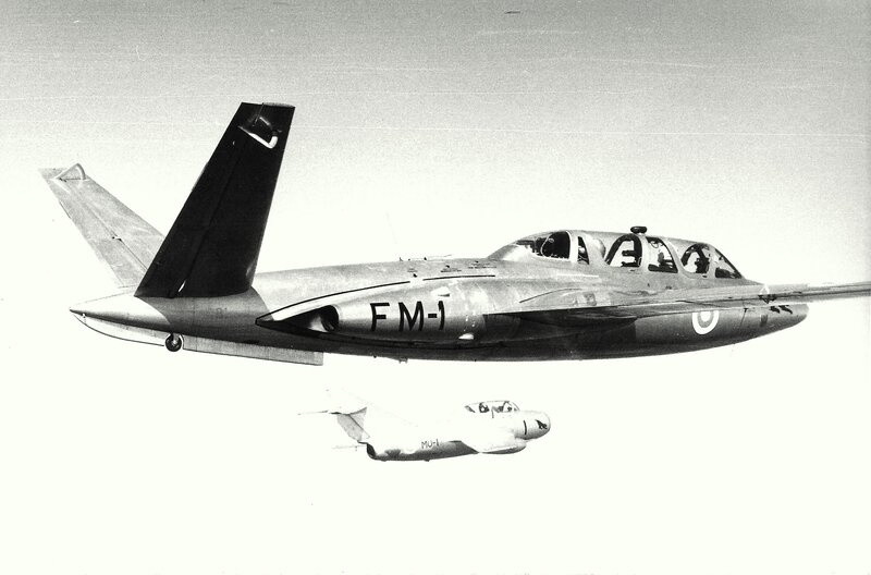 Two Military Jets in Flight — Black