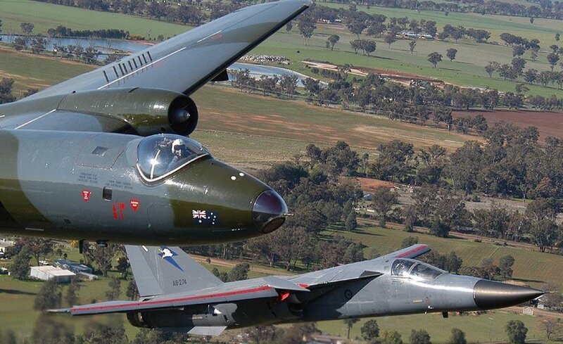 Two Military Jets in Flight — Green, Aerial