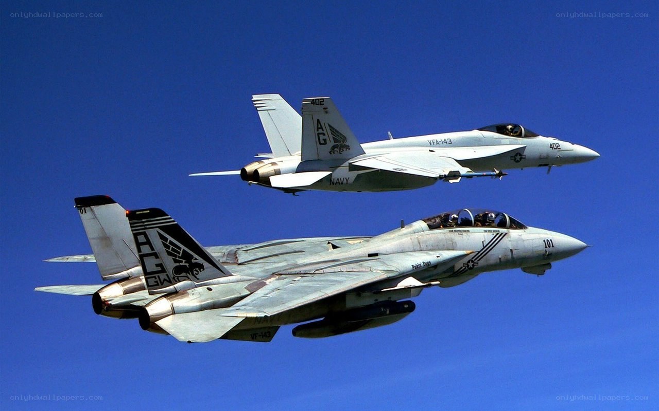 Two military jets in formation