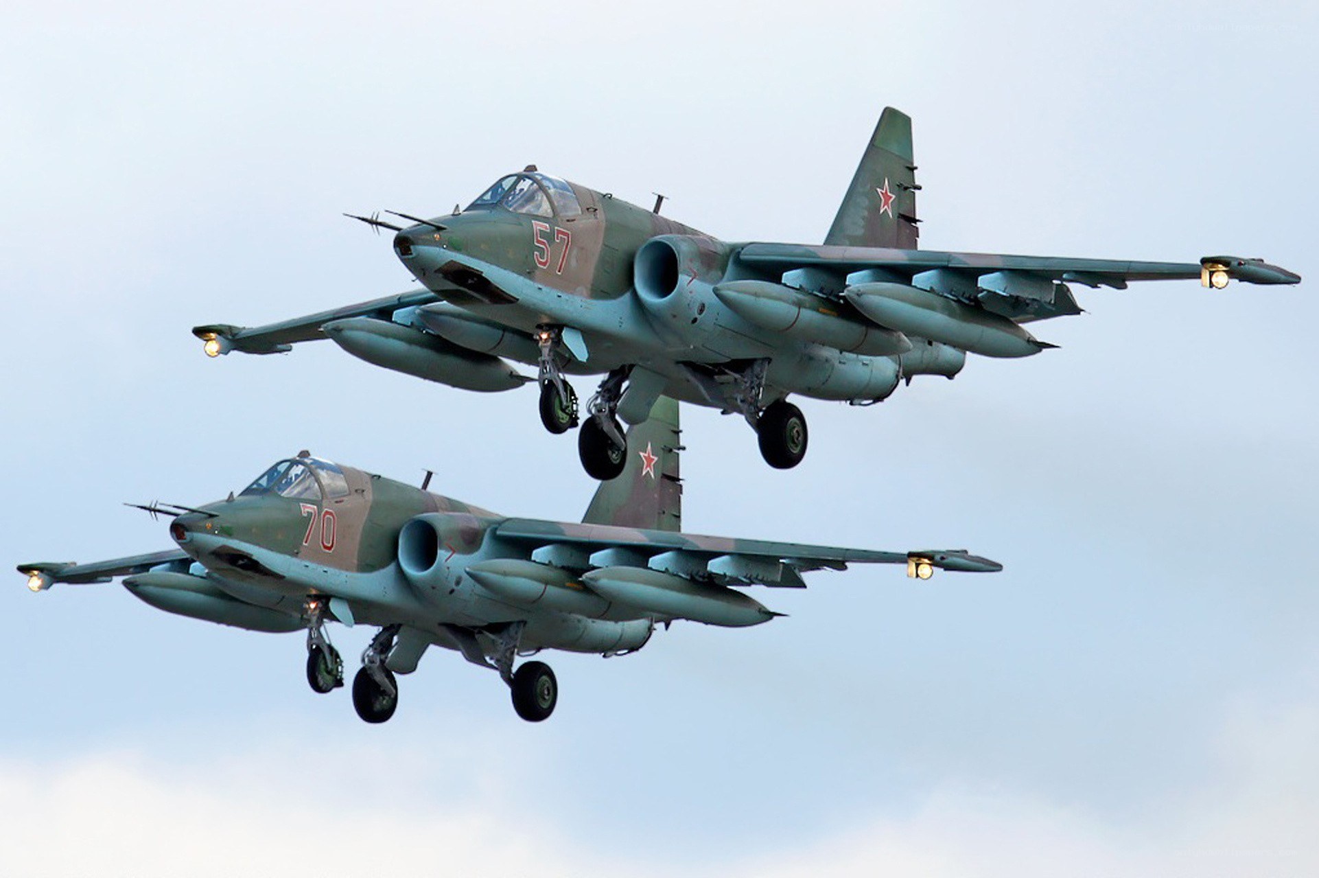 Two military jets in formation