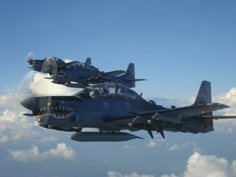 Two military jets in formation