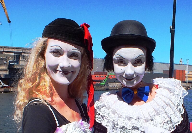 Two Mimes at a Harbor