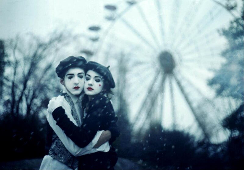 Two Mimes Embracing