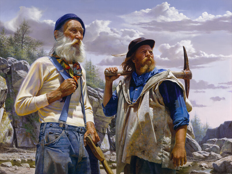 Two miners in the mountains