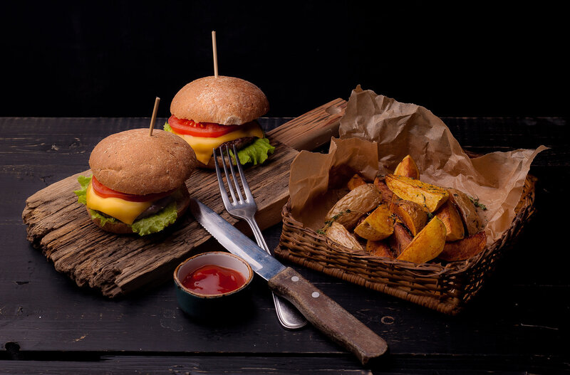 Two Mini Burgers with Fries