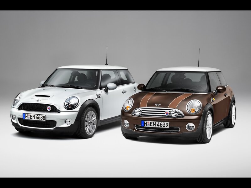 Two Mini Cooper cars side by side