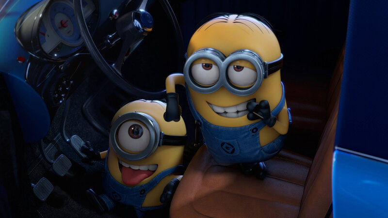 Two Minions in Car