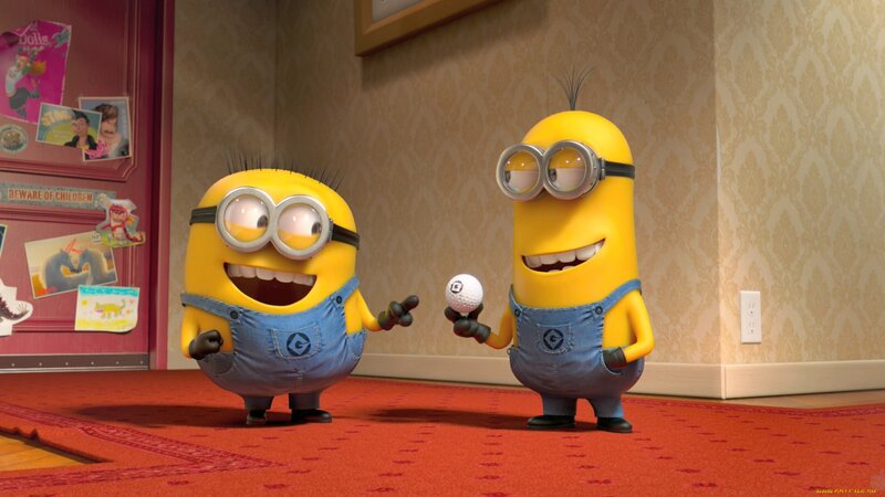 Two Minions Standing — Yellow, Playful, 3d Render