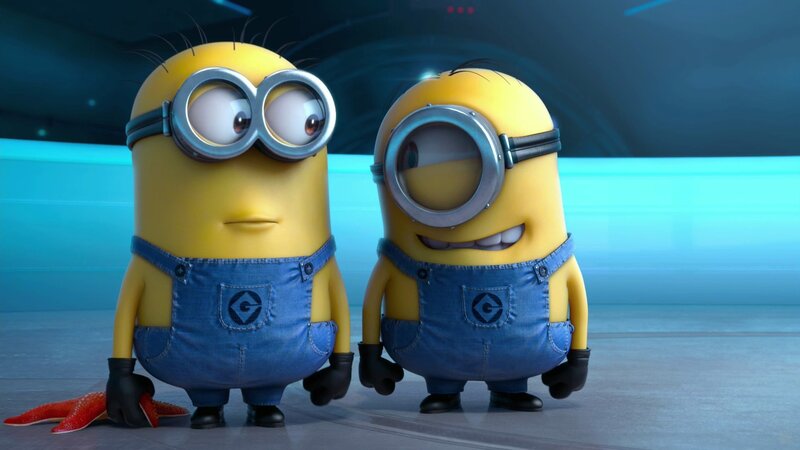 Two Minions Standing — Yellow, Playful