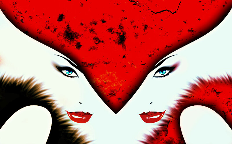 Two Mirrored Faces — Red