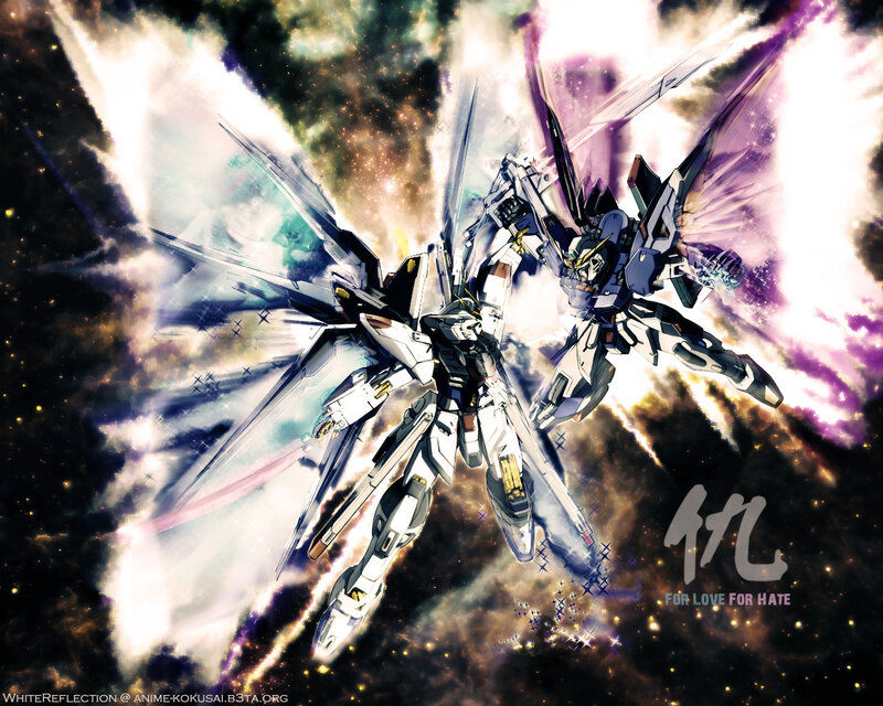 Two Mobile Suits in Space