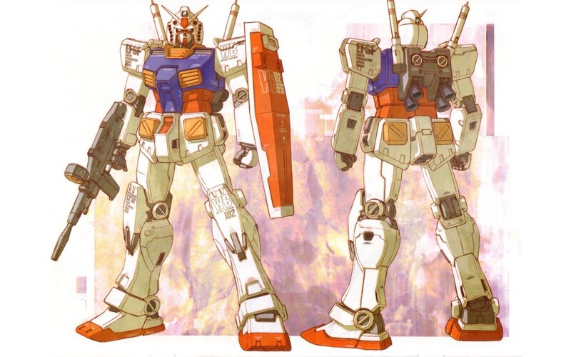 Two Mobile Suits — White, Dramatic