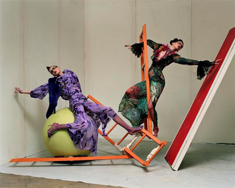 Two models in avant-garde fashion