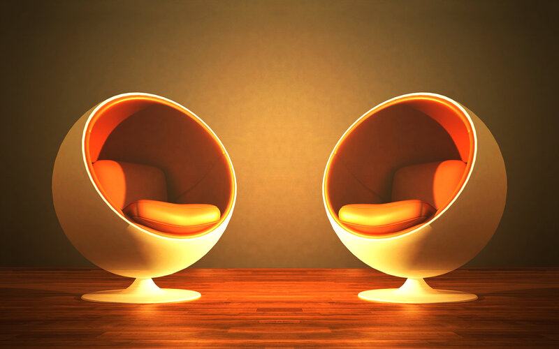 Two modern egg chairs