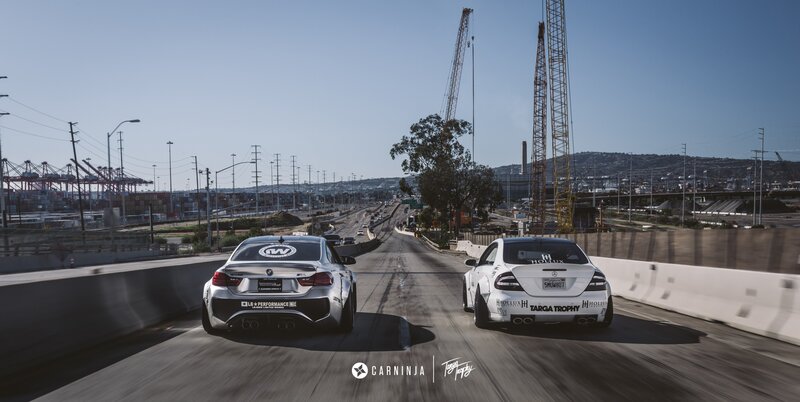 Two Modified Cars — White, Dynamic