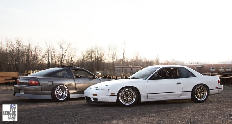 Two modified Nissan cars side by side