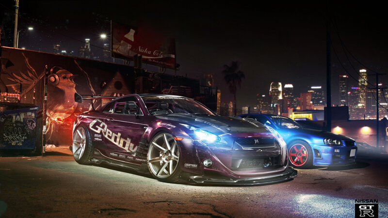Two Modified Sports Cars — Purple