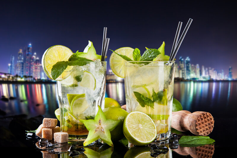 Two Mojito Cocktails — Green, Dramatic