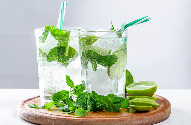 Two Mojito Drinks — Green, Refreshing, Photograph