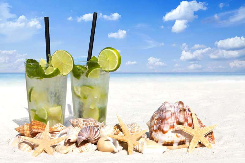 Two Mojito Drinks on Beach