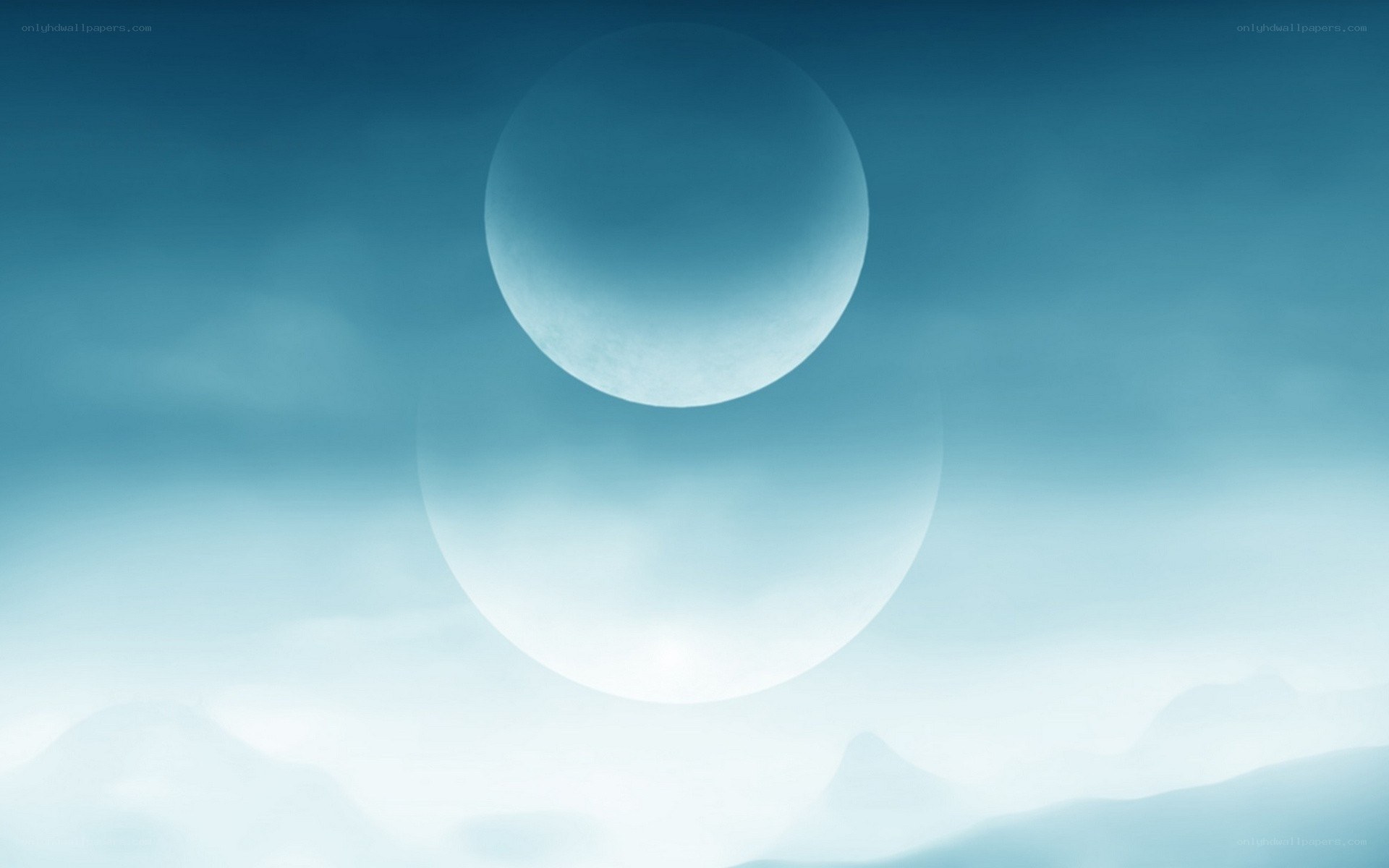 Two moons in a blue sky