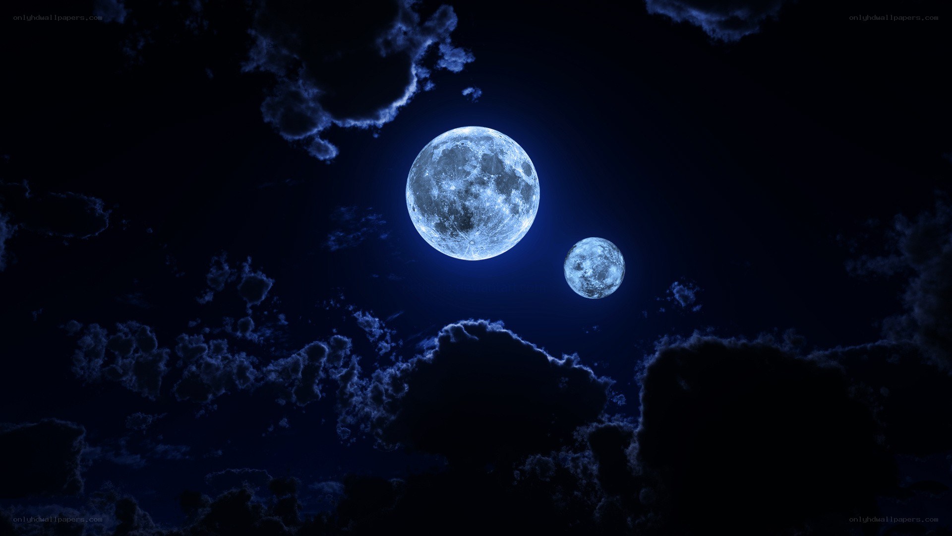 Two moons in night sky