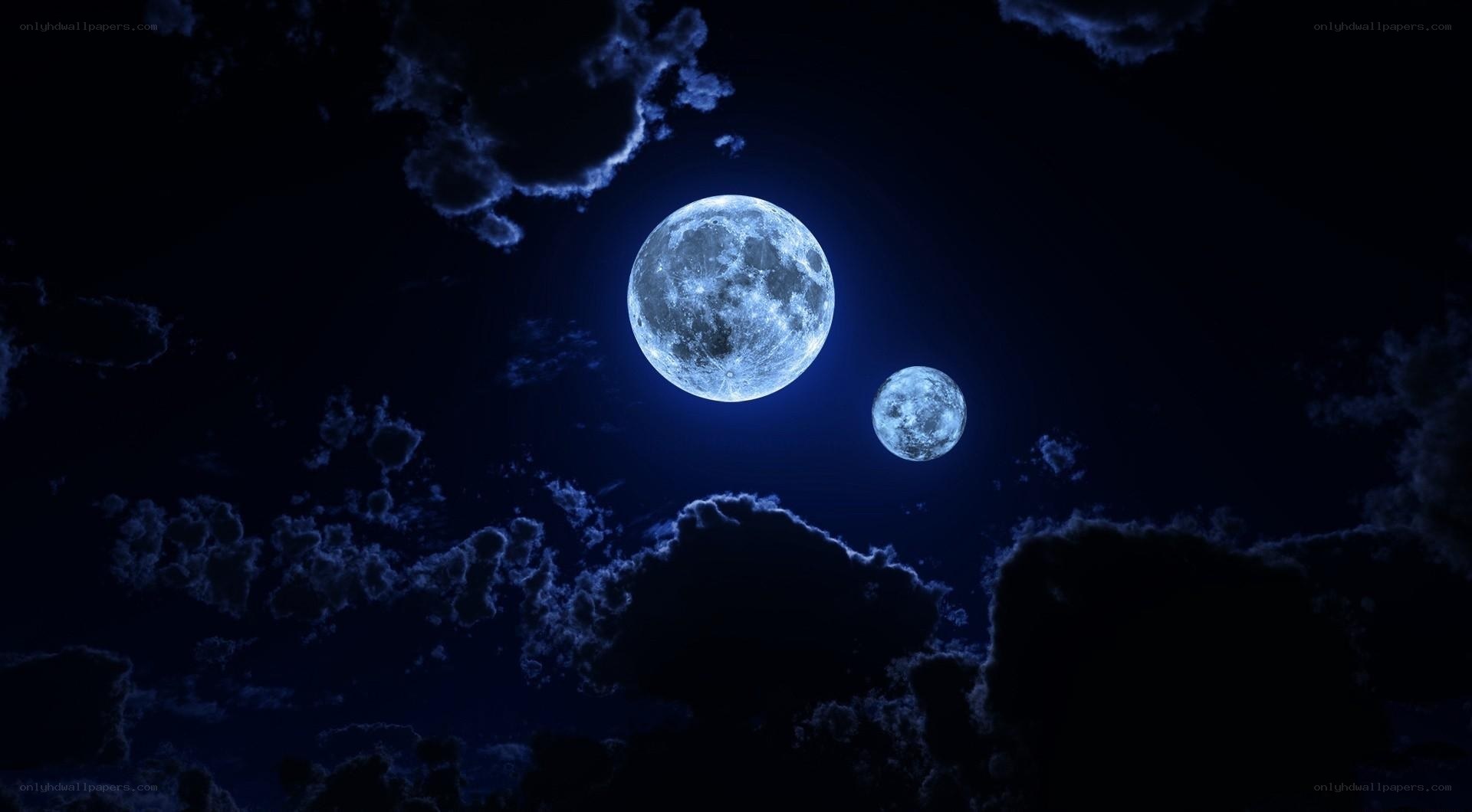 Two moons in night sky