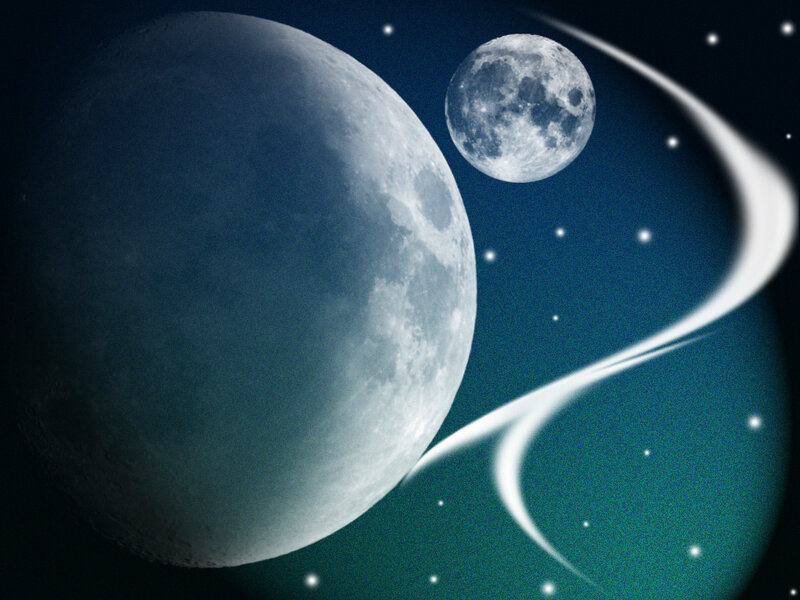 Two Moons in Space — Blue