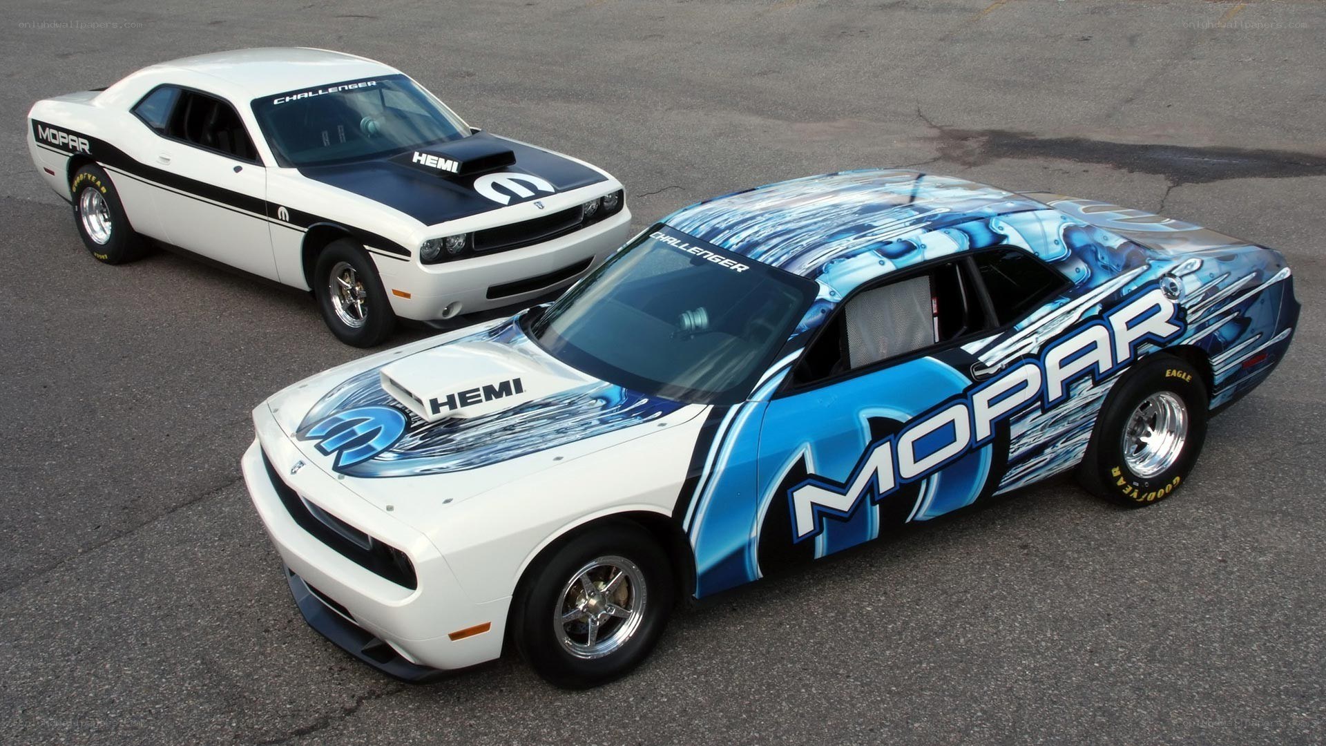 Two Mopar Challenger cars