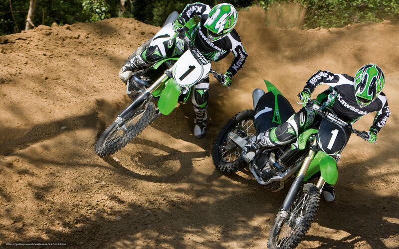 Two Motocross Riders — Green