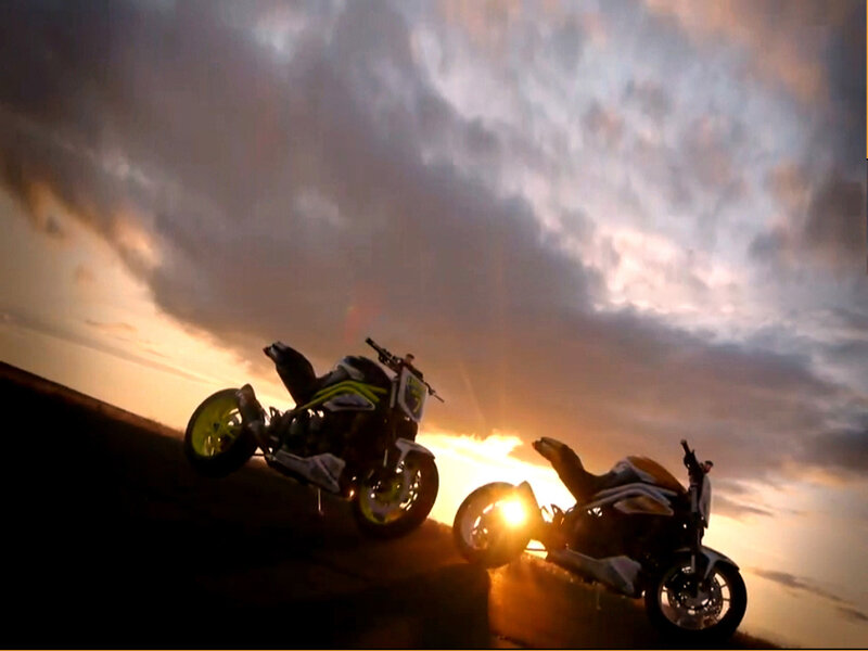 Two Motorcycles at Sunset