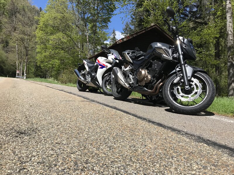 Two Motorcycles on Roadside